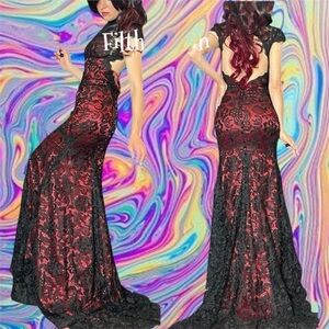 Vintage 90s y2k Vampire Wedding prom dress crochet